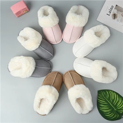 Sandal Hangat Musim Dingin dengan Slip Lapisan Mewah Fuzzy Pada Sepatu Rumah